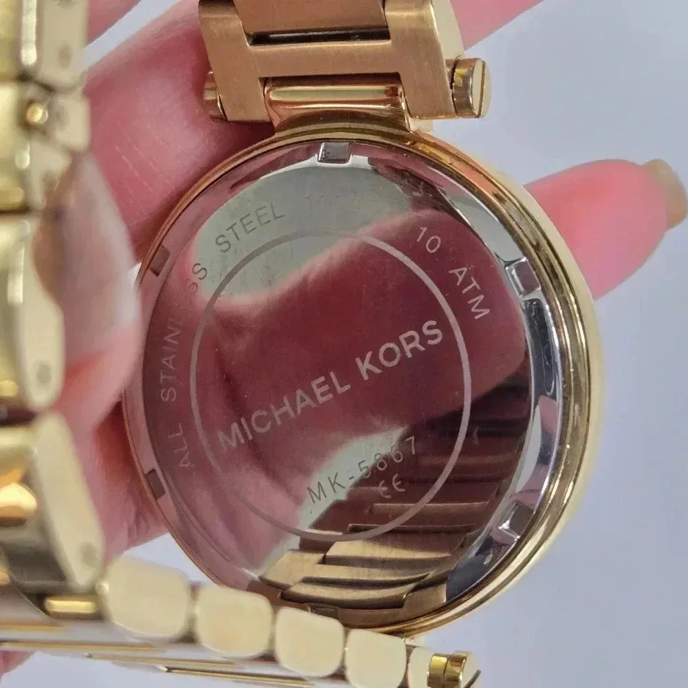 Michael Kors MK5867 Women's Stainless Steel Analog Gold Dial Watch BC879 - Picture 6 of 8